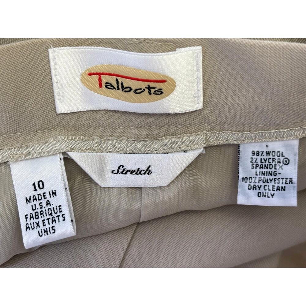 Vintage Talbots Wool Dress Pants Womens Size 10 Beige Pleated High Rise Stretch - Picture 3 of 7